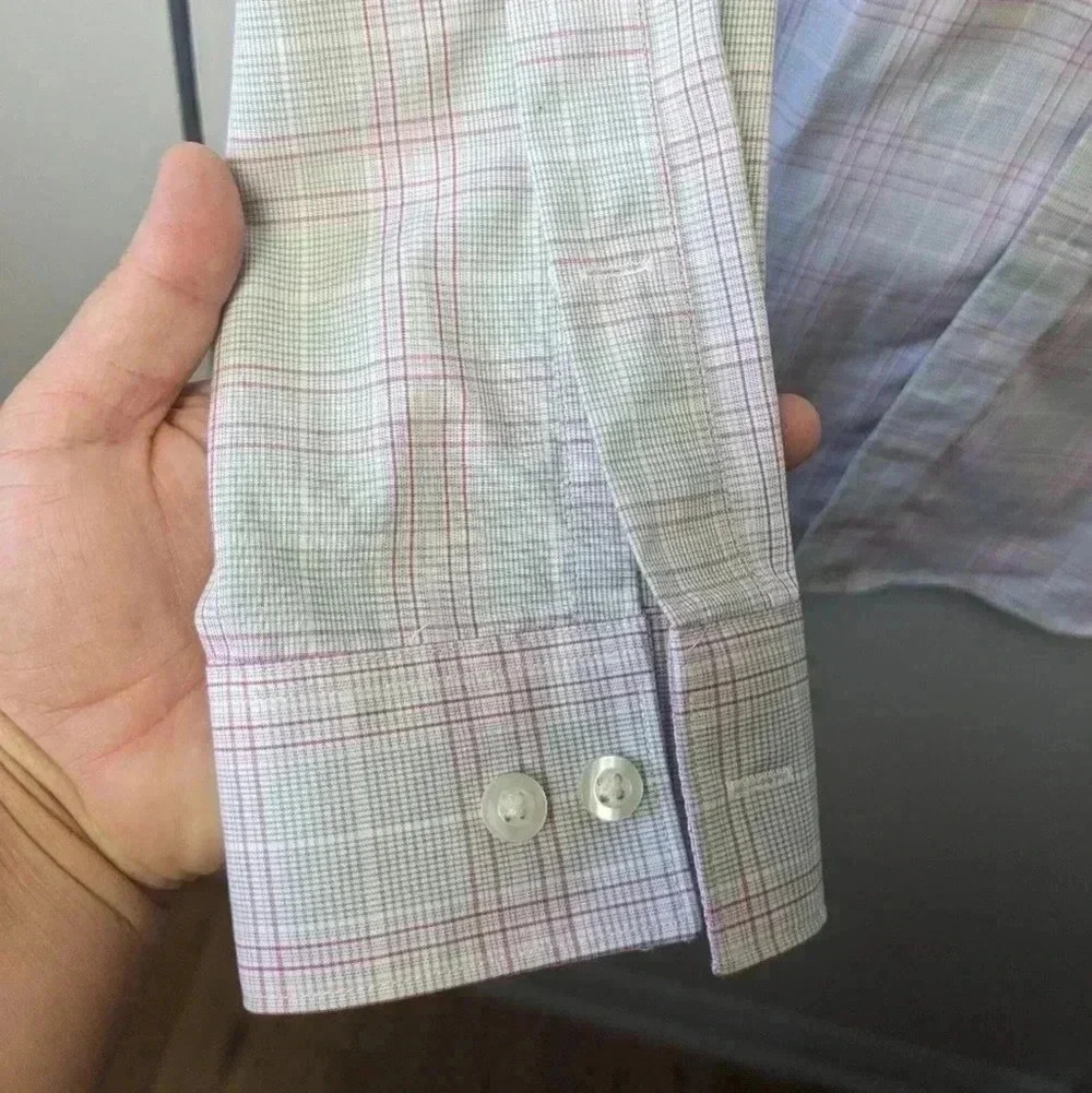 MICHEAL KORS Long sleeves button down shirt size small Gray Pink and white - Picture 3 of 8